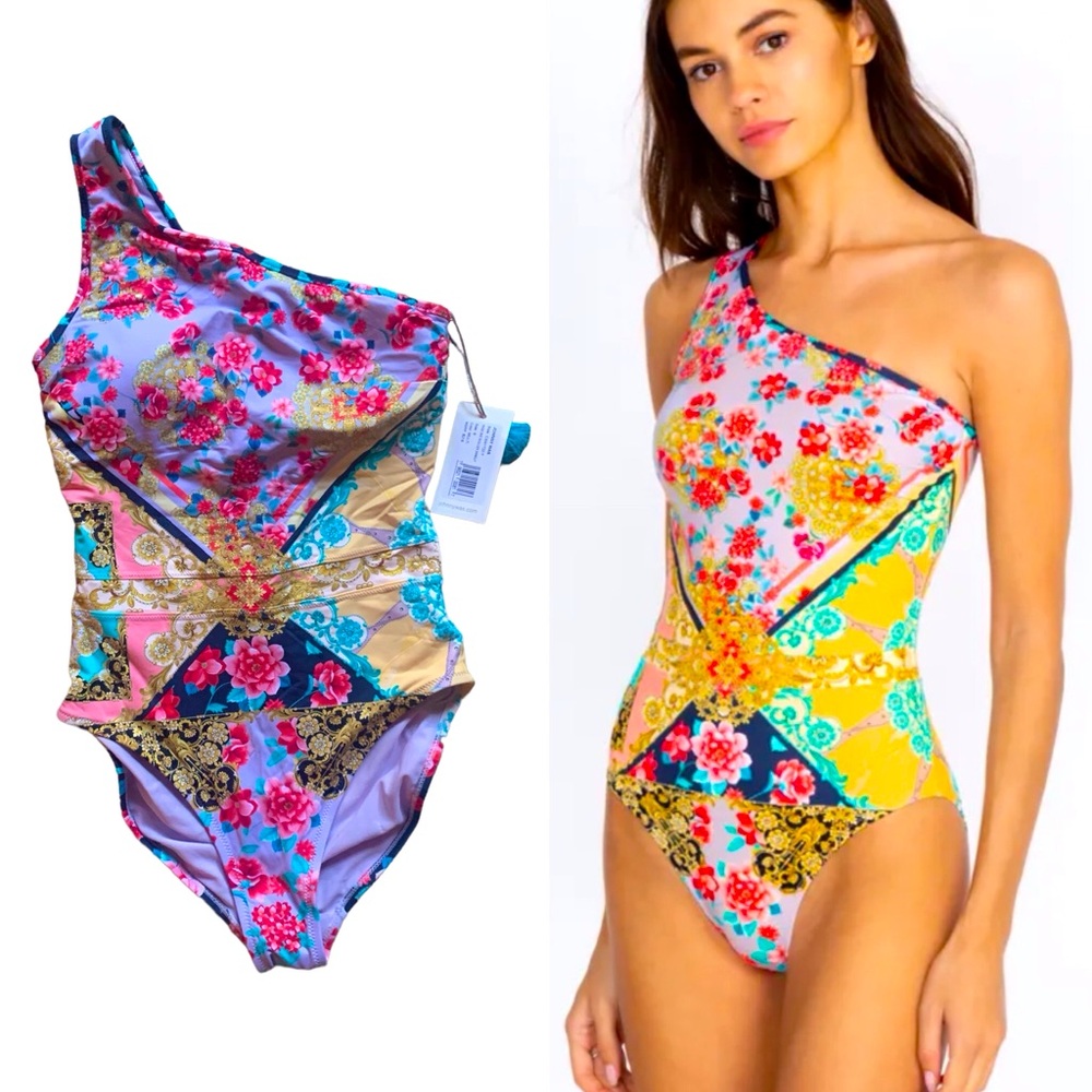 Johnny Was Raina One Shoulder Swimsuit Women Color Multi Size S